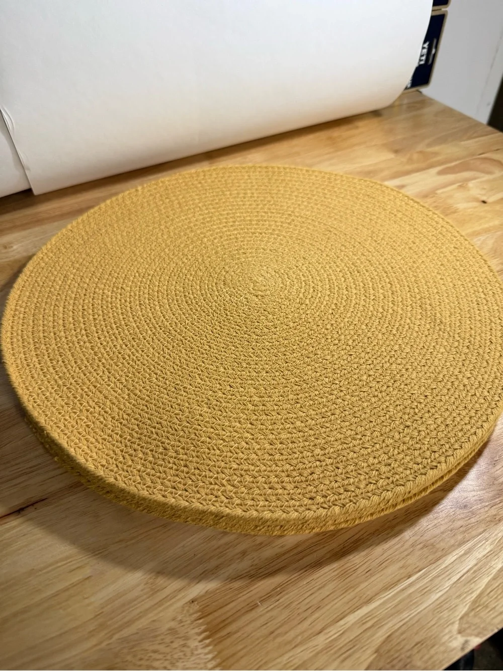 6 Cotton Woven Mustard Yellow Circle Placemats Autumn Cottagecore